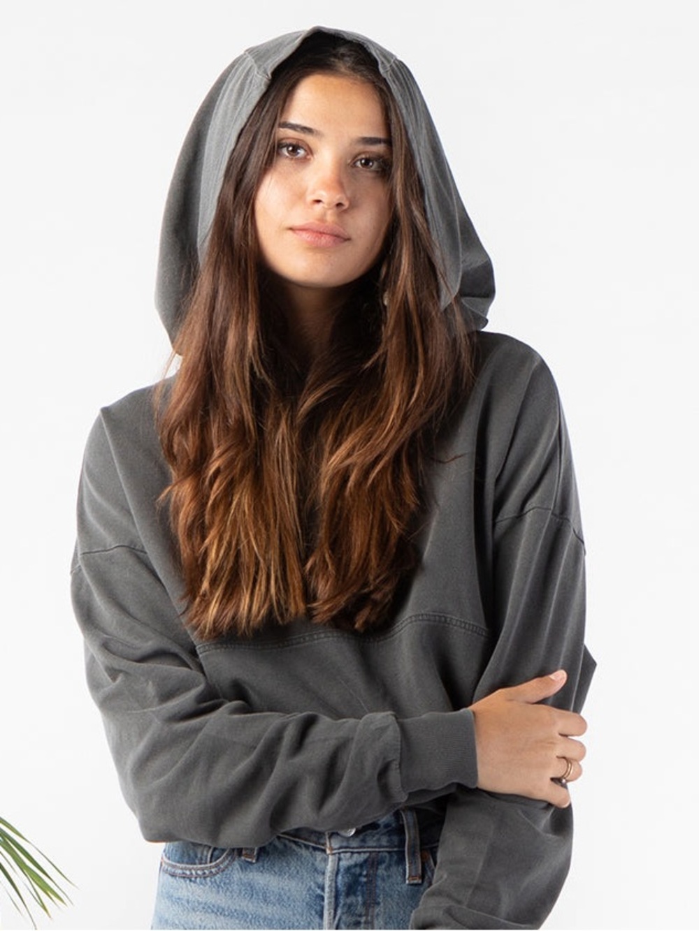 Aloha Travel hoodie  Slate Gray Cowl Neck sweatshirt size M/l